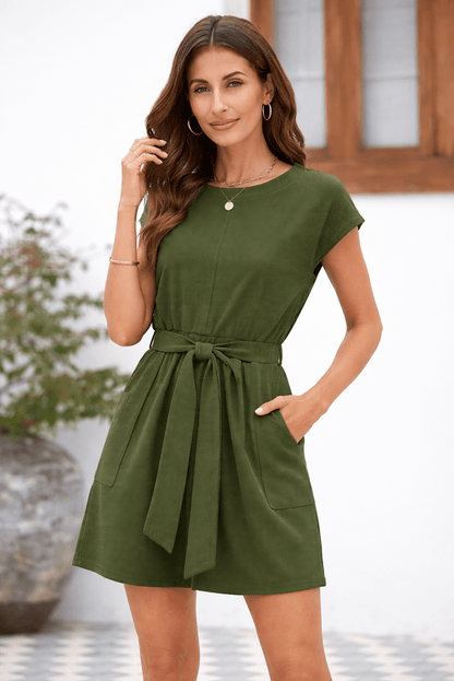 Laura Tie Waist Loose Romper - Hello Beautiful BoutiqueJumpsuits & RompersThreaded Pear