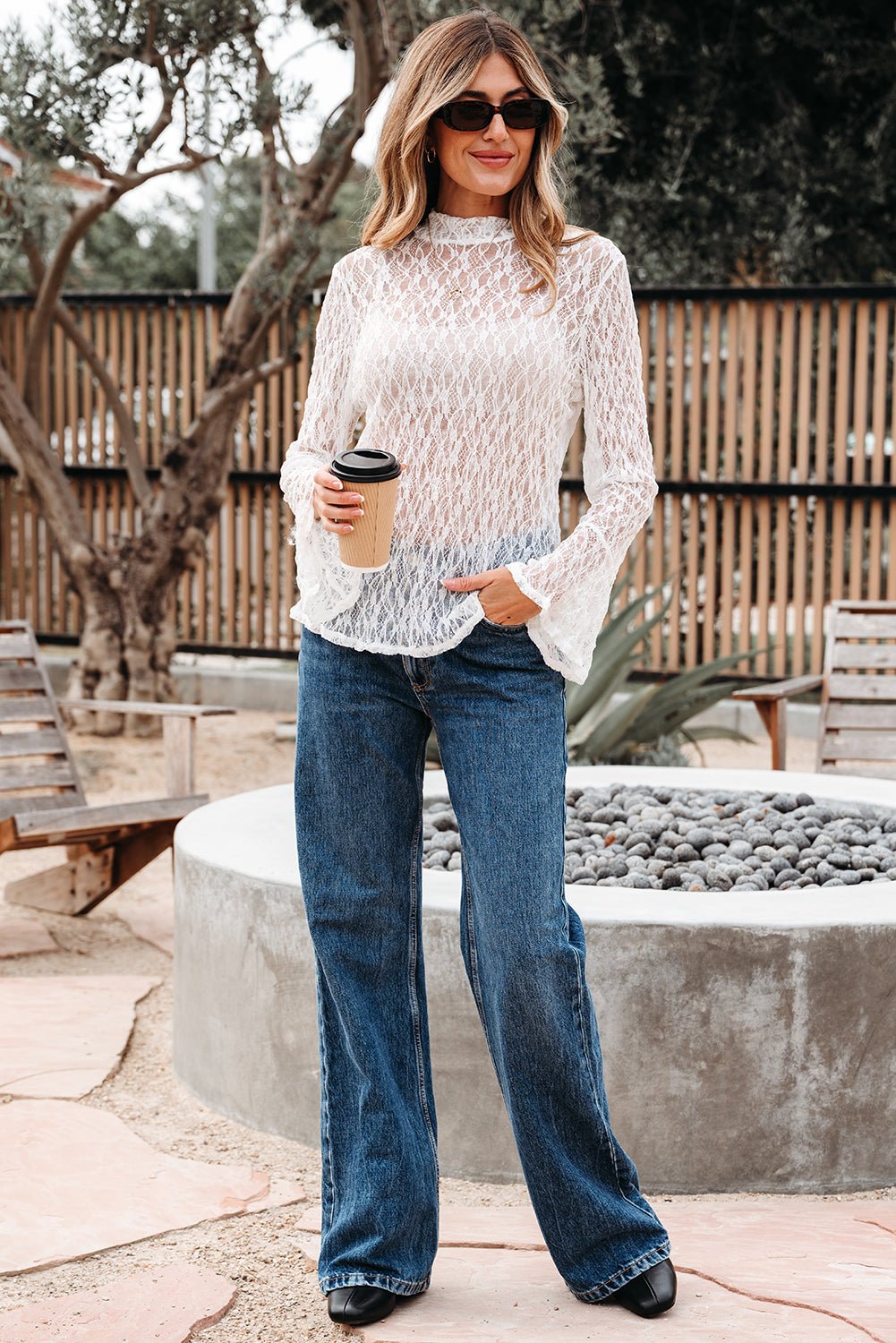 Laurel Bell Sleeve Mock Blouse - Hello Beautiful BoutiqueBlouses & ShirtsThreaded Pear