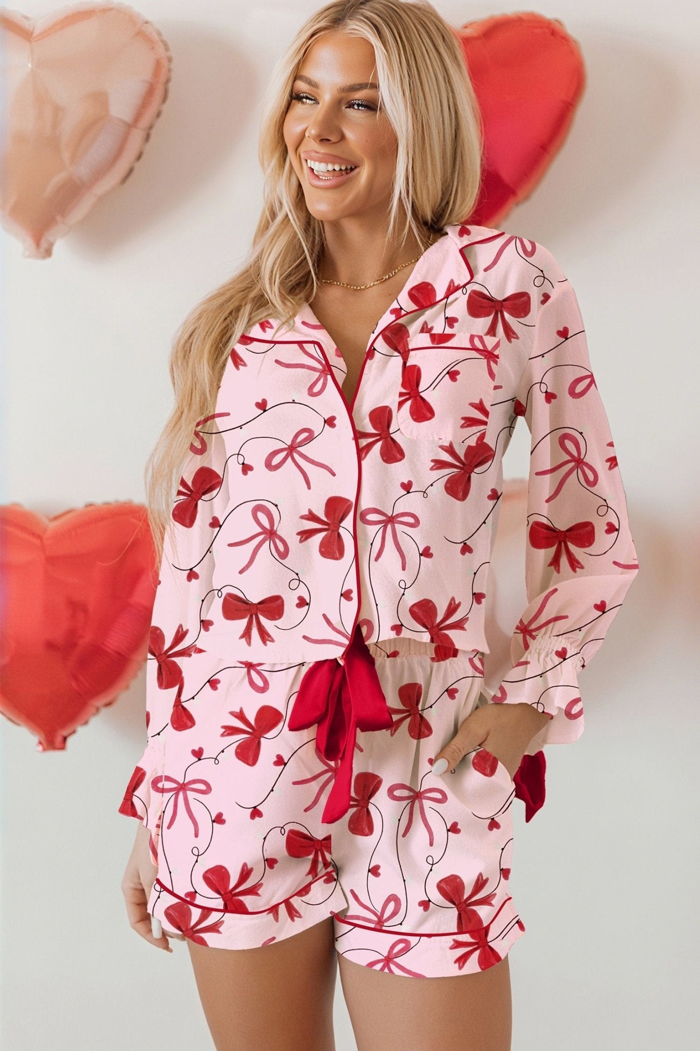 Laurel Pcs Pajama Set Long Sleeve Top - Hello Beautiful BoutiqueSleepwearThreaded Pear