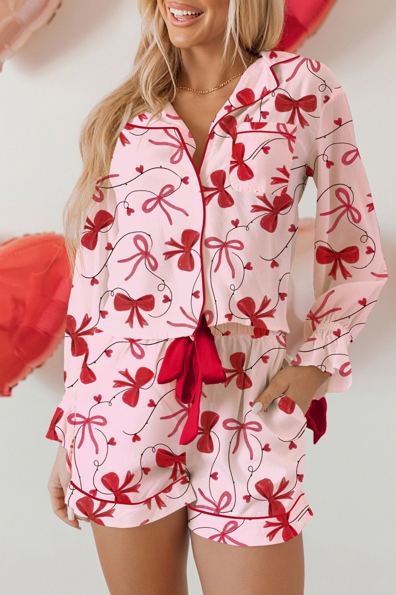 Laurel Pcs Pajama Set Long Sleeve Top - Hello Beautiful BoutiqueSleepwearThreaded Pear