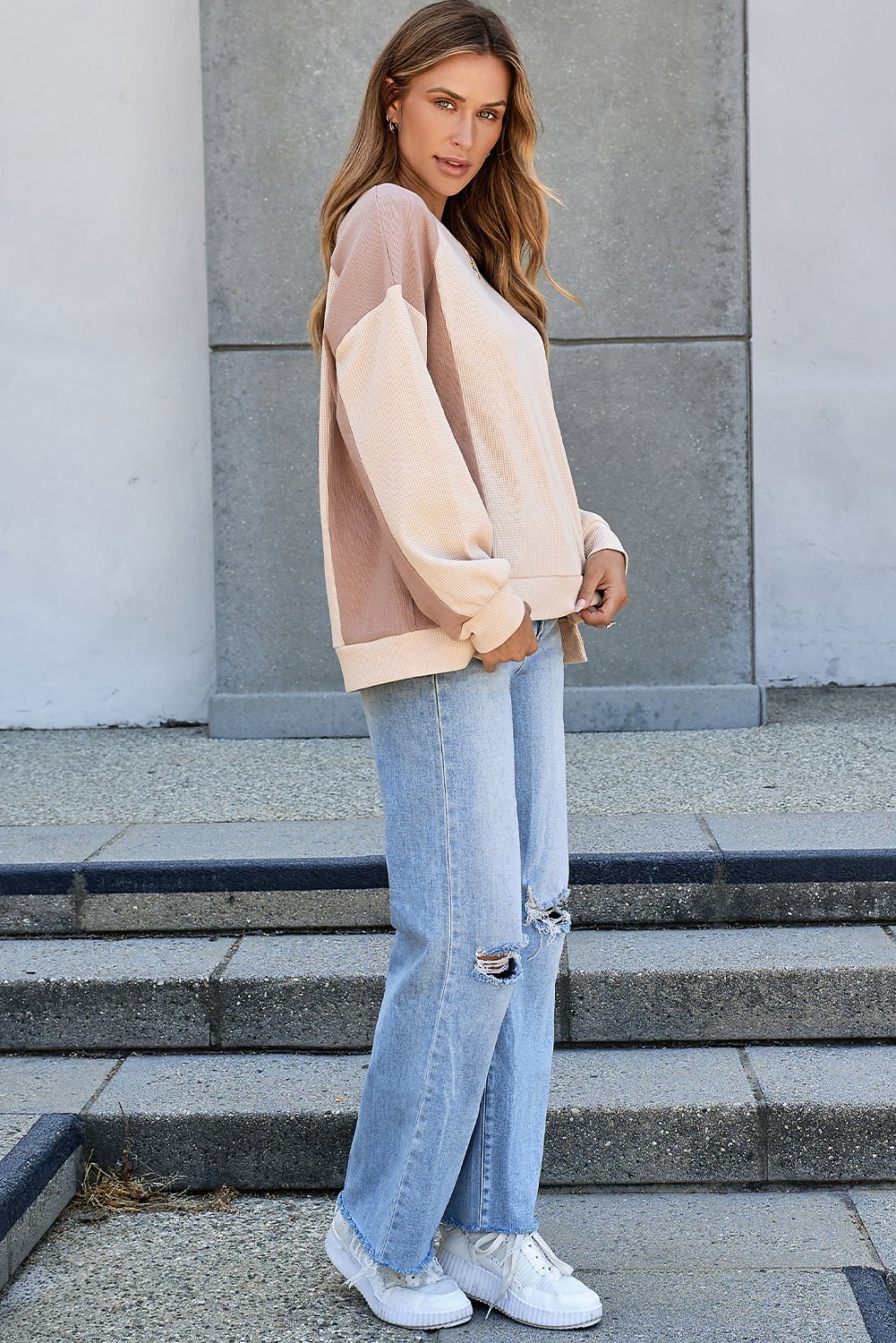 Lavender Low Raglan Sleeve Sweatshirt - Hello Beautiful BoutiqueSweatshirts & HoodiesThreaded Pear