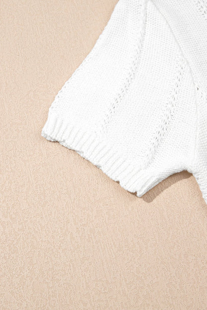 Lavender Puff Sleeve Crewneck Sweater - Hello Beautiful BoutiqueShort Sleeve SweatersThreaded Pear
