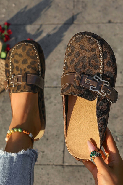 Lea Leather Strap Mule Slippers - Hello Beautiful BoutiqueSlippersThreaded Pear