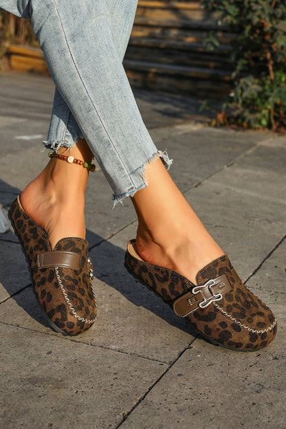 Lea Leather Strap Mule Slippers - Hello Beautiful BoutiqueSlippersThreaded Pear