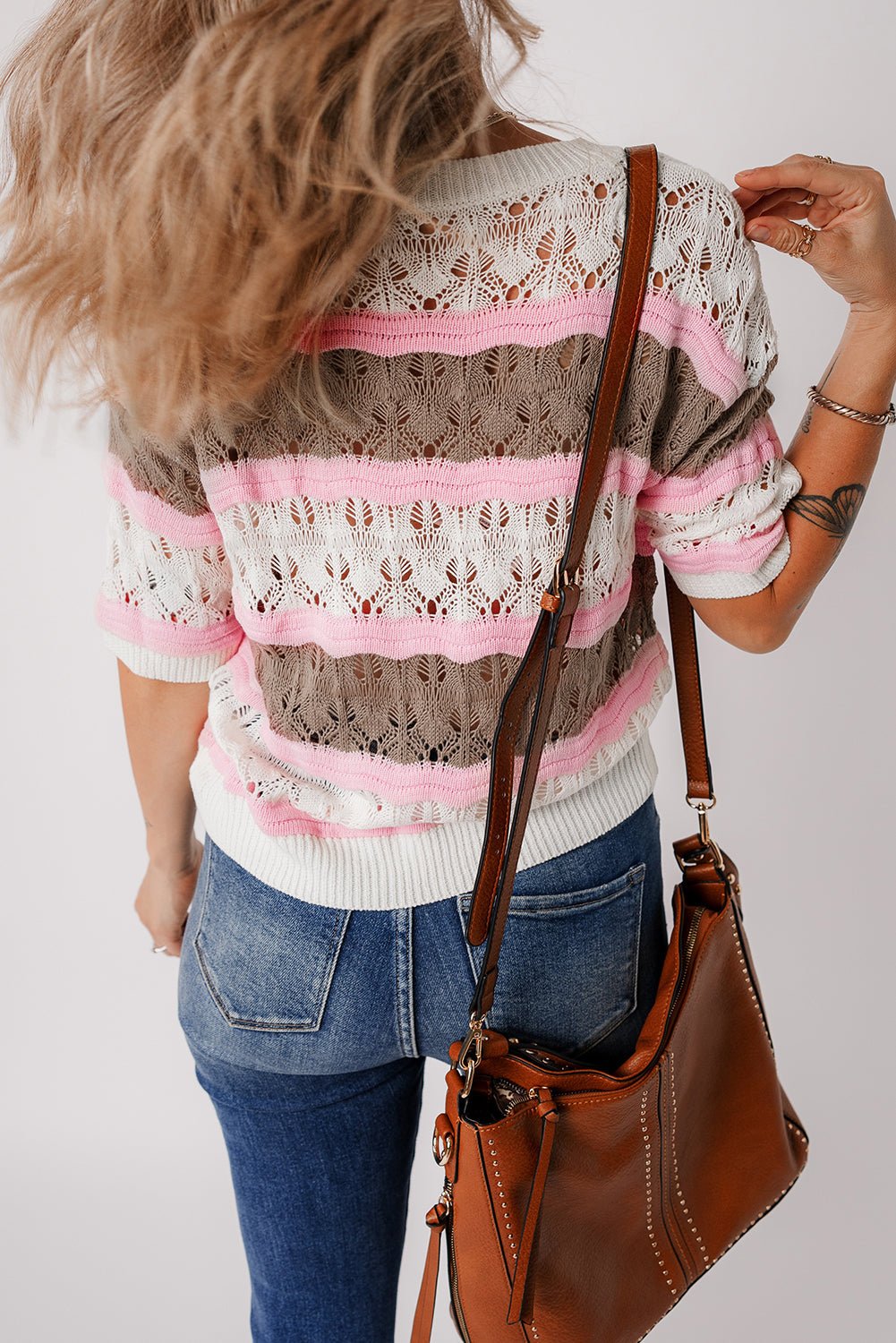 Leilani Crochet Half Sleeve Sweater - Hello Beautiful Boutique20% OFFThreaded Pear