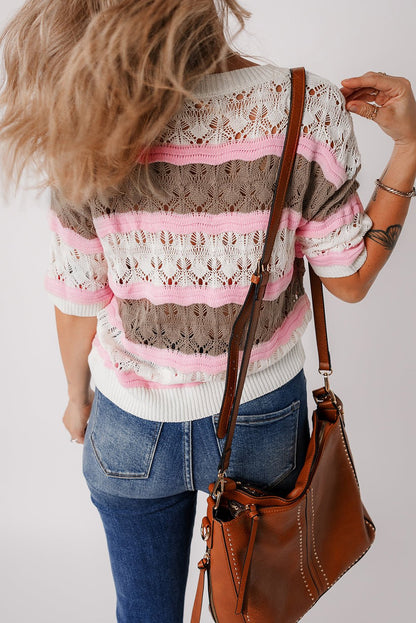 Leilani Crochet Half Sleeve Sweater - Hello Beautiful Boutique20% OFFThreaded Pear