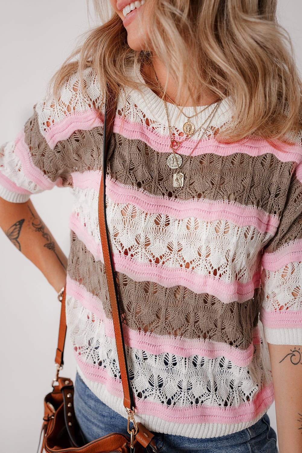 Leilani Crochet Half Sleeve Sweater - Hello Beautiful Boutique20% OFFThreaded Pear
