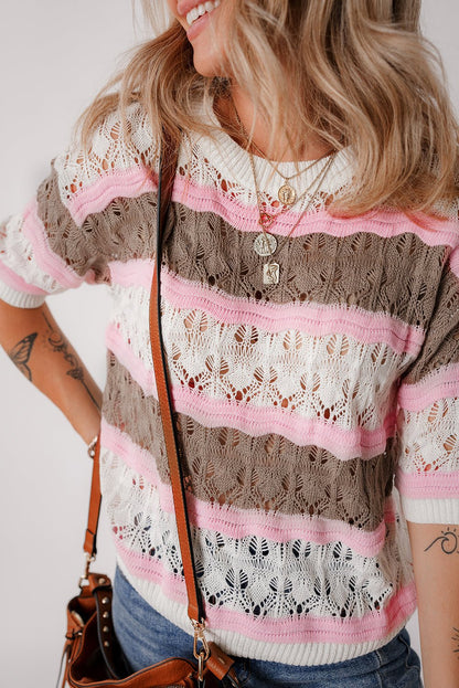 Leilani Crochet Half Sleeve Sweater - Hello Beautiful Boutique20% OFFThreaded Pear