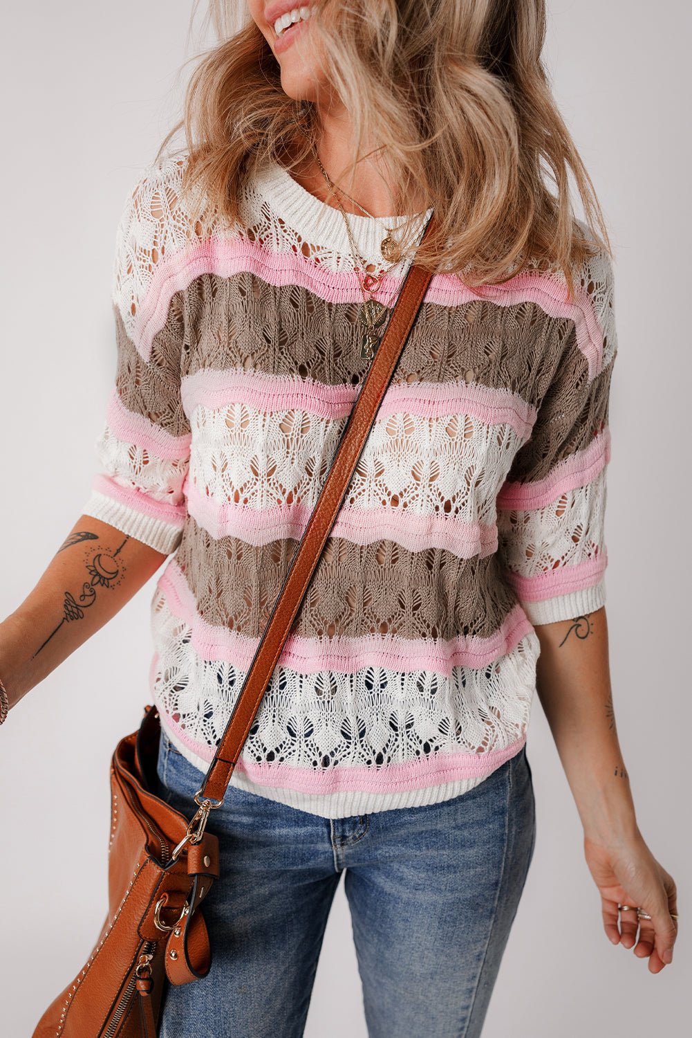 Leilani Crochet Half Sleeve Sweater - Hello Beautiful Boutique20% OFFThreaded Pear