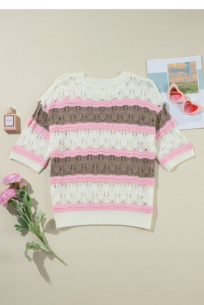 Leilani Crochet Half Sleeve Sweater - Hello Beautiful Boutique20% OFFThreaded Pear