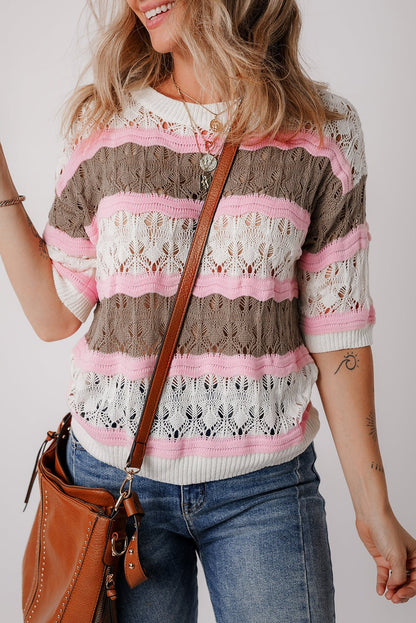 Leilani Crochet Half Sleeve Sweater - Hello Beautiful Boutique20% OFFThreaded Pear