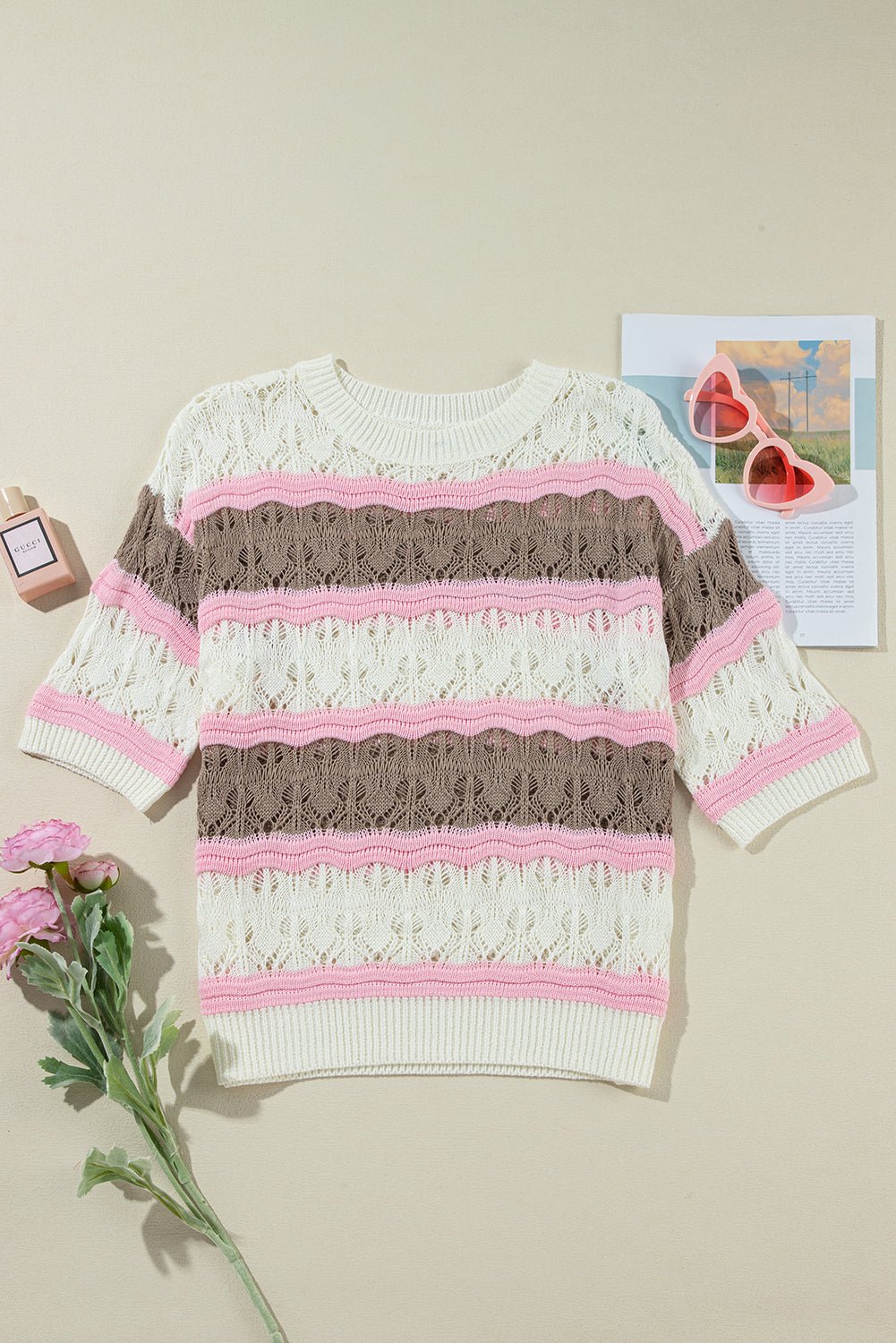 Leilani Crochet Half Sleeve Sweater - Hello Beautiful Boutique20% OFFThreaded Pear