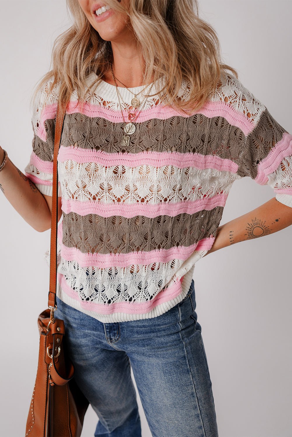 Leilani Crochet Half Sleeve Sweater - Hello Beautiful Boutique20% OFFThreaded Pear