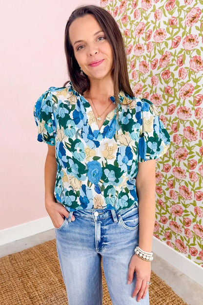 Leilani Short Puff Sleeve Blouse - Hello Beautiful BoutiqueBlouses & ShirtsThreaded Pear