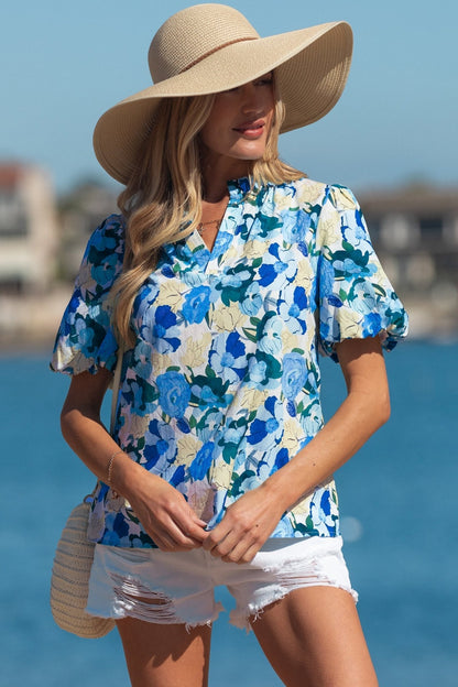 Leilani Short Puff Sleeve Blouse - Hello Beautiful BoutiqueBlouses & ShirtsThreaded Pear
