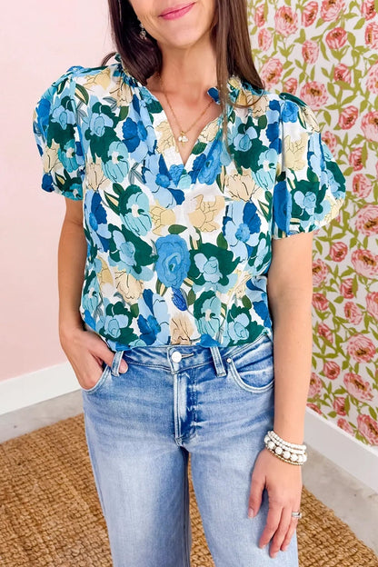 Leilani Short Puff Sleeve Blouse - Hello Beautiful BoutiqueBlouses & ShirtsThreaded Pear