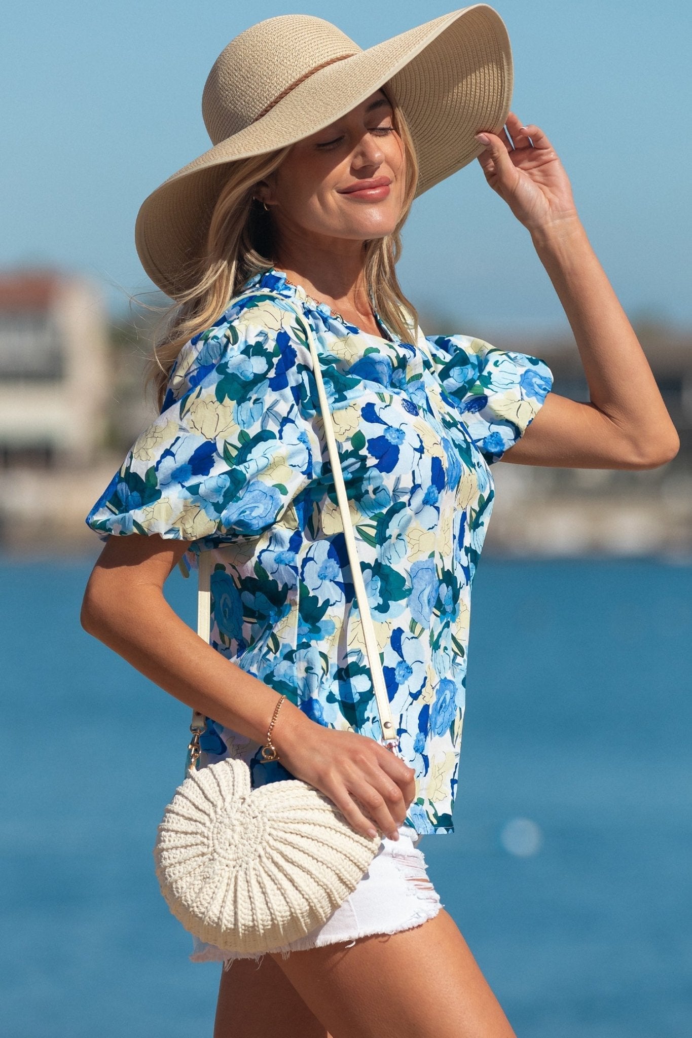 Leilani Short Puff Sleeve Blouse - Hello Beautiful BoutiqueBlouses & ShirtsThreaded Pear