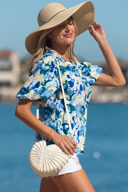 Leilani Short Puff Sleeve Blouse - Hello Beautiful BoutiqueBlouses & ShirtsThreaded Pear