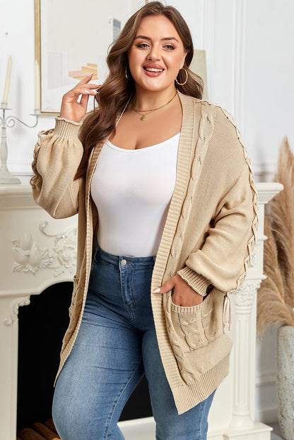 Leilany Tie Sleeve Open PLUS Cardigan - Hello Beautiful BoutiquePlus Size Sweaters & CardigansThreaded Pear