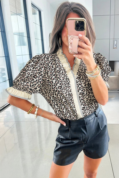 Lena Trim Short Sleeve Blouse - Hello Beautiful BoutiqueBlouses & ShirtsThreaded Pear