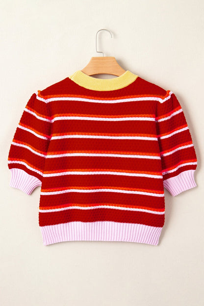 Lennox Trim Half Sleeve Sweater - Hello Beautiful BoutiqueShort Sleeve SweatersThreaded Pear