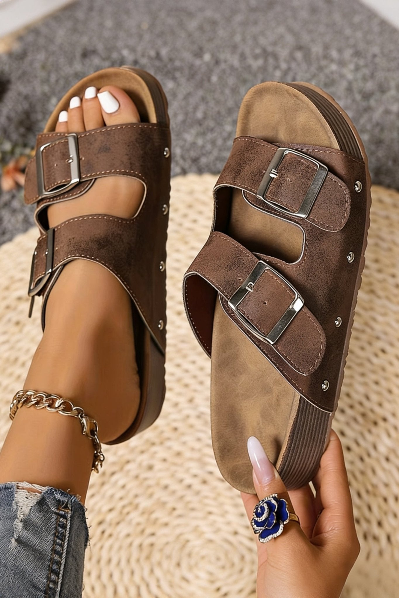 Leona Faux Suede Platform Slippers - Hello Beautiful BoutiqueSlippersThreaded Pear