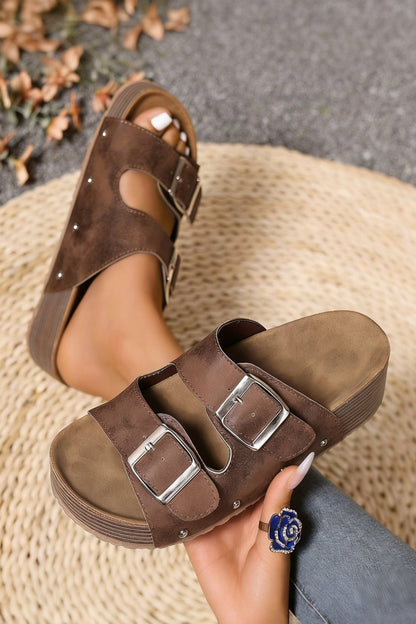 Leona Faux Suede Platform Slippers - Hello Beautiful BoutiqueSlippersThreaded Pear