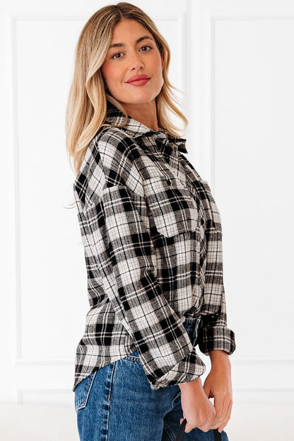 Leona Plaid Print Chest Shirt - Hello Beautiful BoutiqueBlouses & ShirtsThreaded Pear