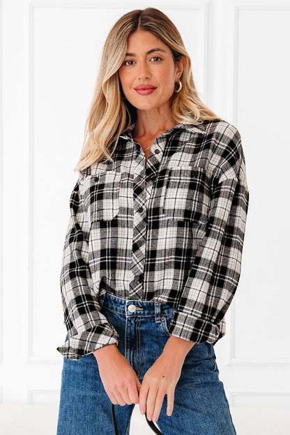 Leona Plaid Print Chest Shirt - Hello Beautiful BoutiqueBlouses & ShirtsThreaded Pear