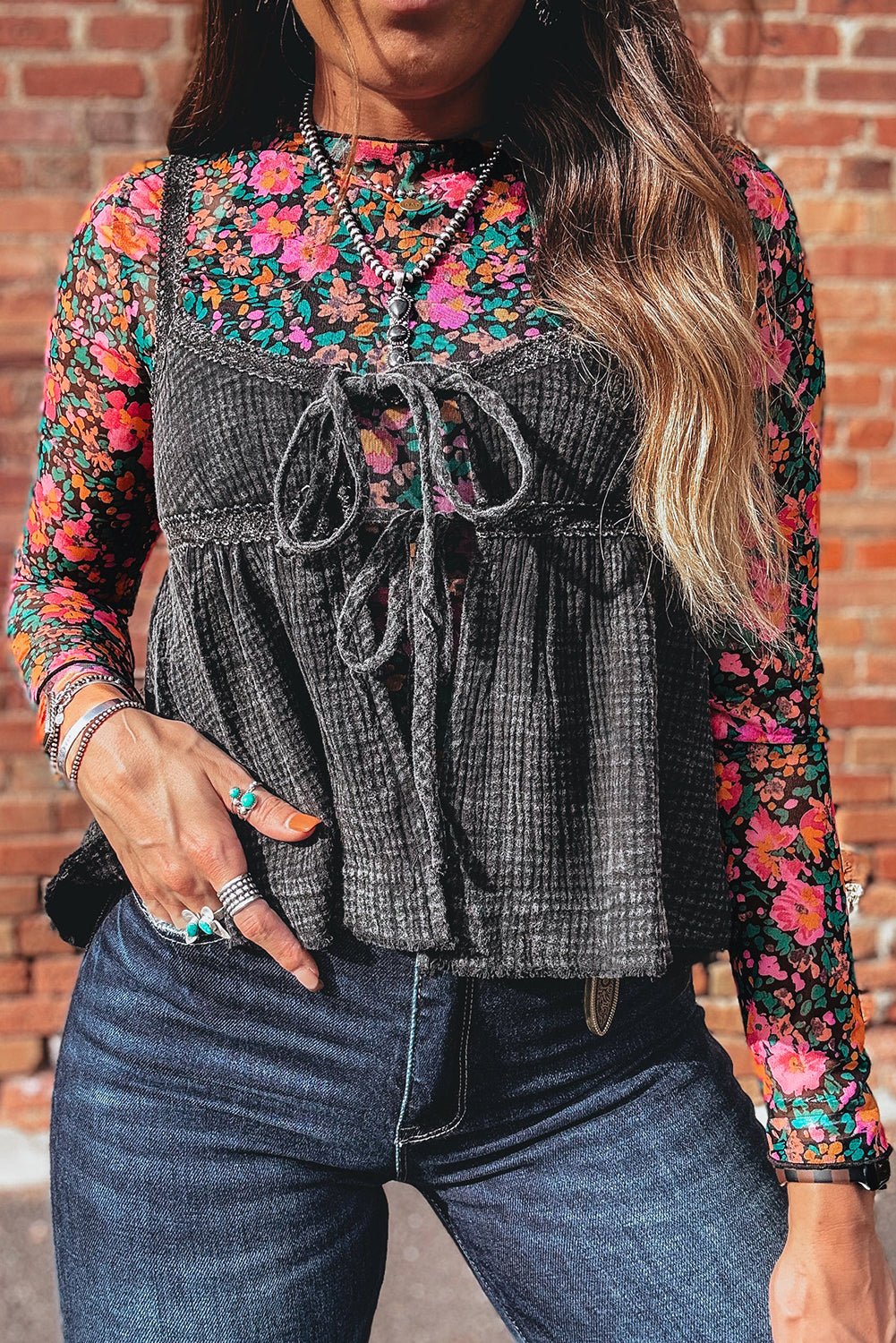 Leona Sleeve Mock top Long Sleeve Top - Hello Beautiful BoutiqueLong Sleeve TopsThreaded Pear