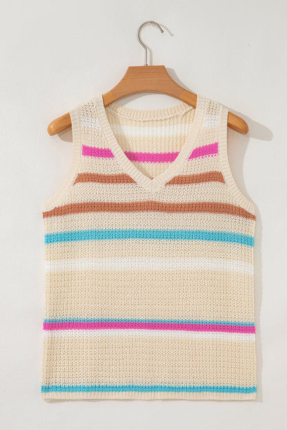 Lexi Stripe Textured Knit Sweater - Hello Beautiful BoutiqueSweater VestsThreaded Pear