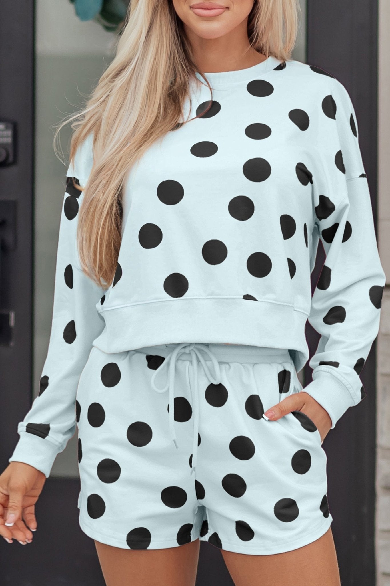 Lia Shoulder Pullover Drawstring Shorts Set - Hello Beautiful BoutiqueShort SetsThreaded Pear