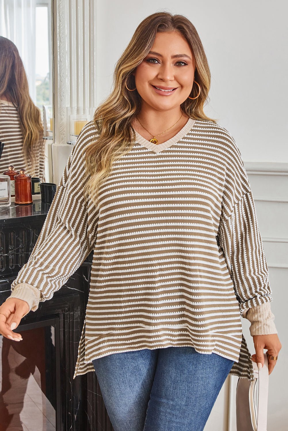 Lilianna Sleeve High Low PLUS Top - Hello Beautiful BoutiquePlus Size Long Sleeve TopsThreaded Pear