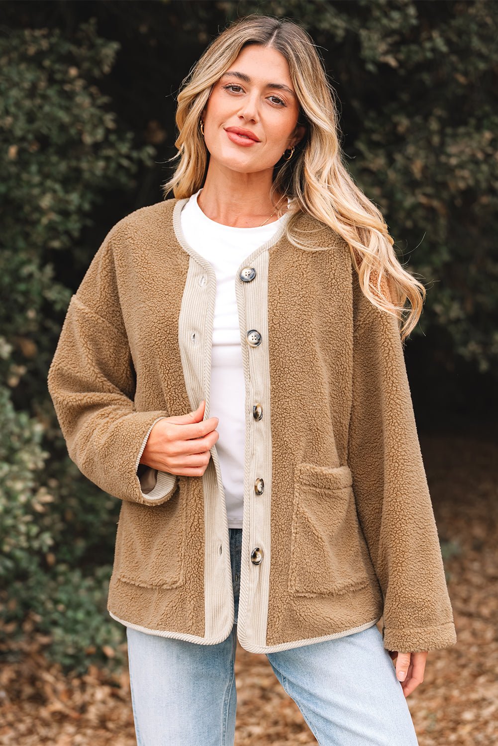 Lilisha Corduroy Edge Patchwork Jacket - Hello Beautiful BoutiqueJacketsThreaded Pear