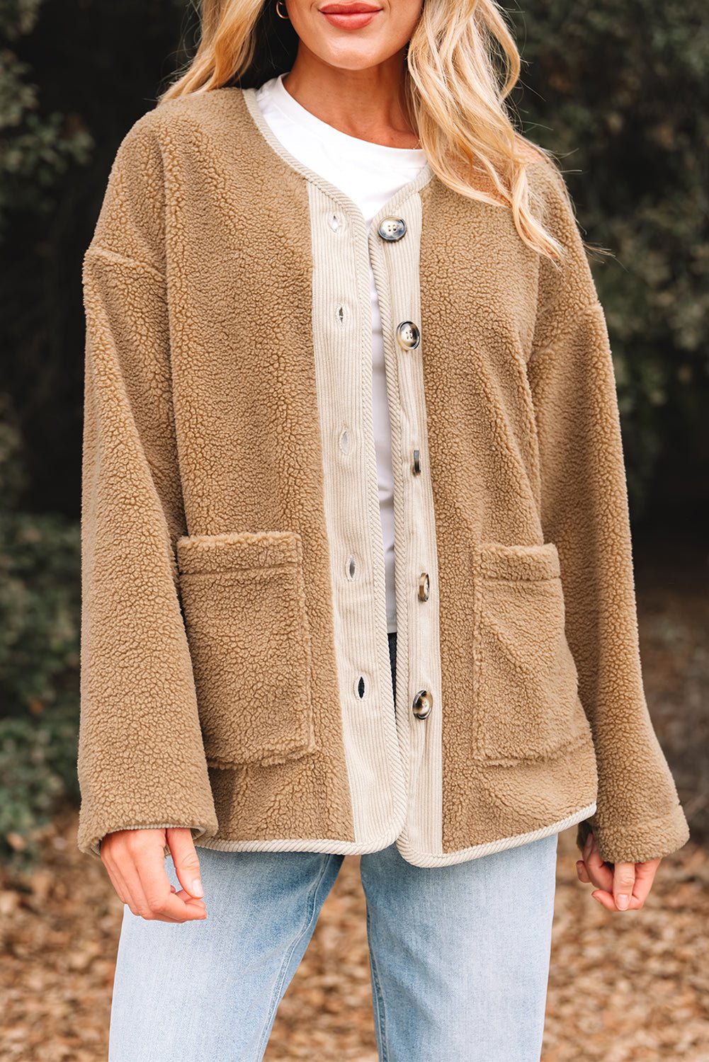 Lilisha Corduroy Edge Patchwork Jacket - Hello Beautiful BoutiqueJacketsThreaded Pear