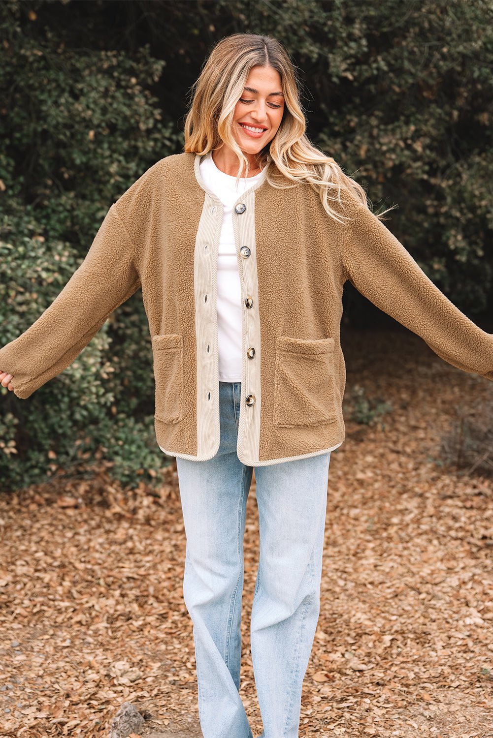 Lilisha Corduroy Edge Patchwork Jacket - Hello Beautiful BoutiqueJacketsThreaded Pear