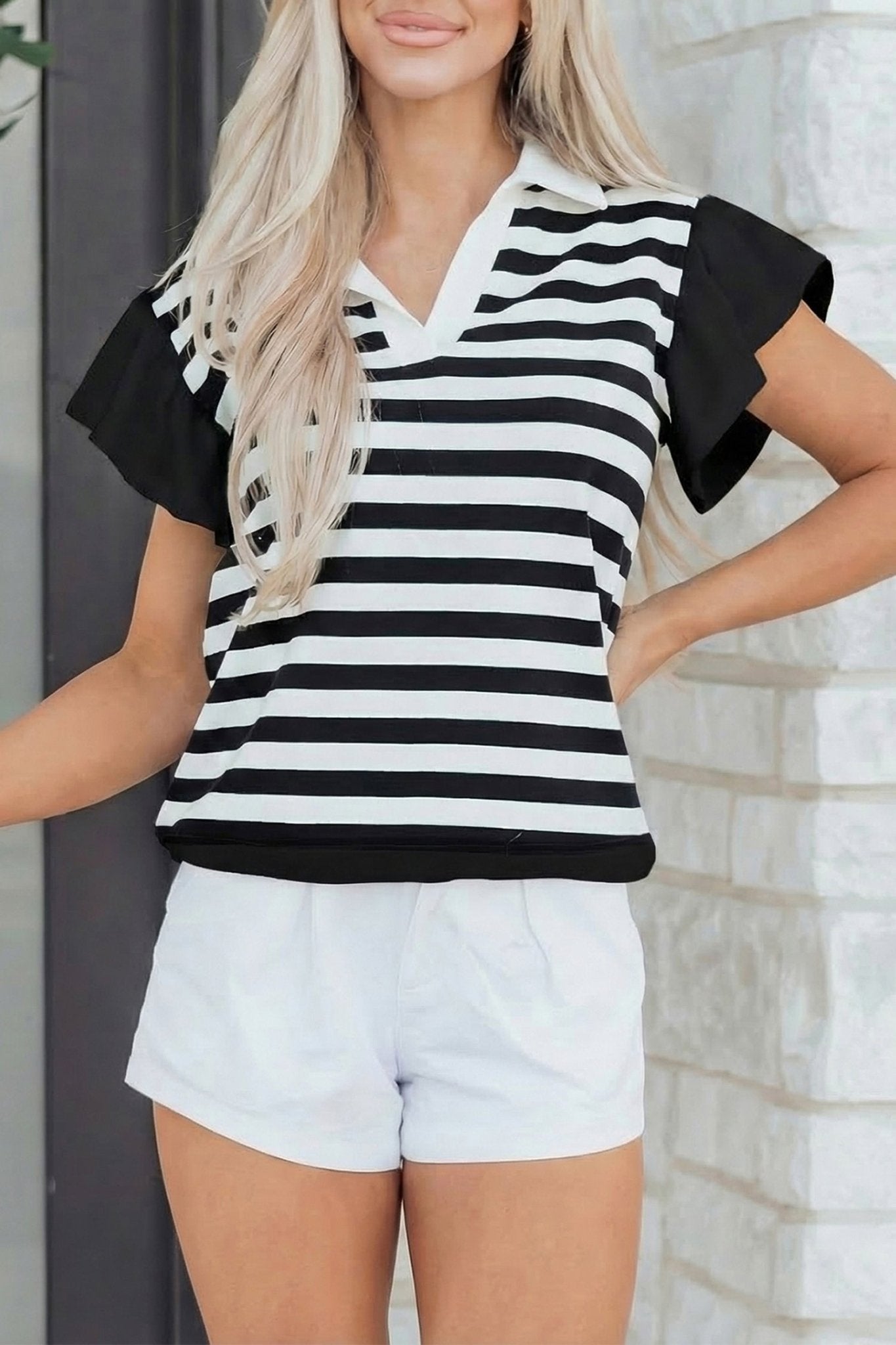 Lilith Ruffled Short Sleeve Blouse - Hello Beautiful BoutiqueBlouses & ShirtsThreaded Pear