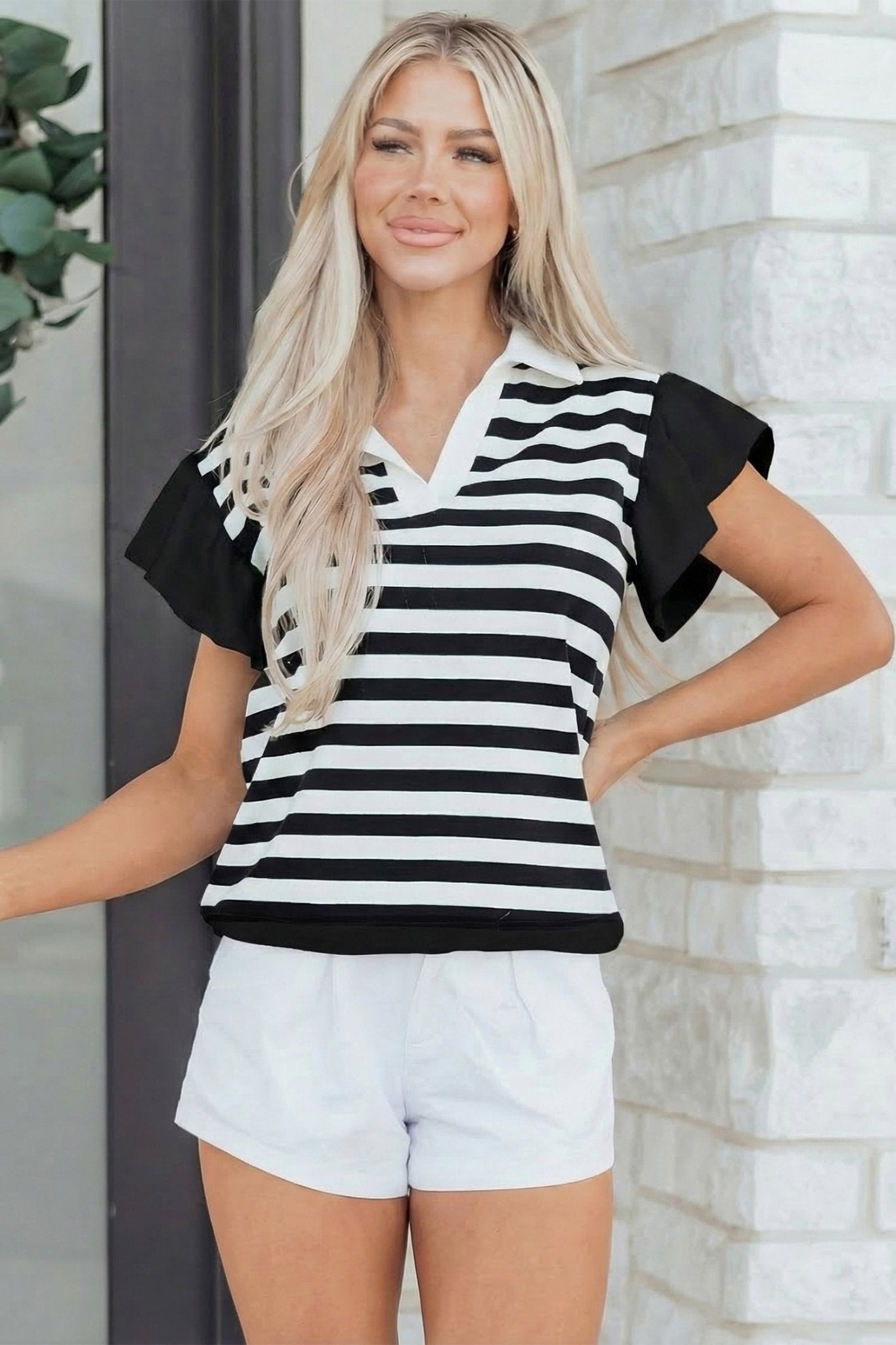 Lilith Ruffled Short Sleeve Blouse - Hello Beautiful BoutiqueBlouses & ShirtsThreaded Pear