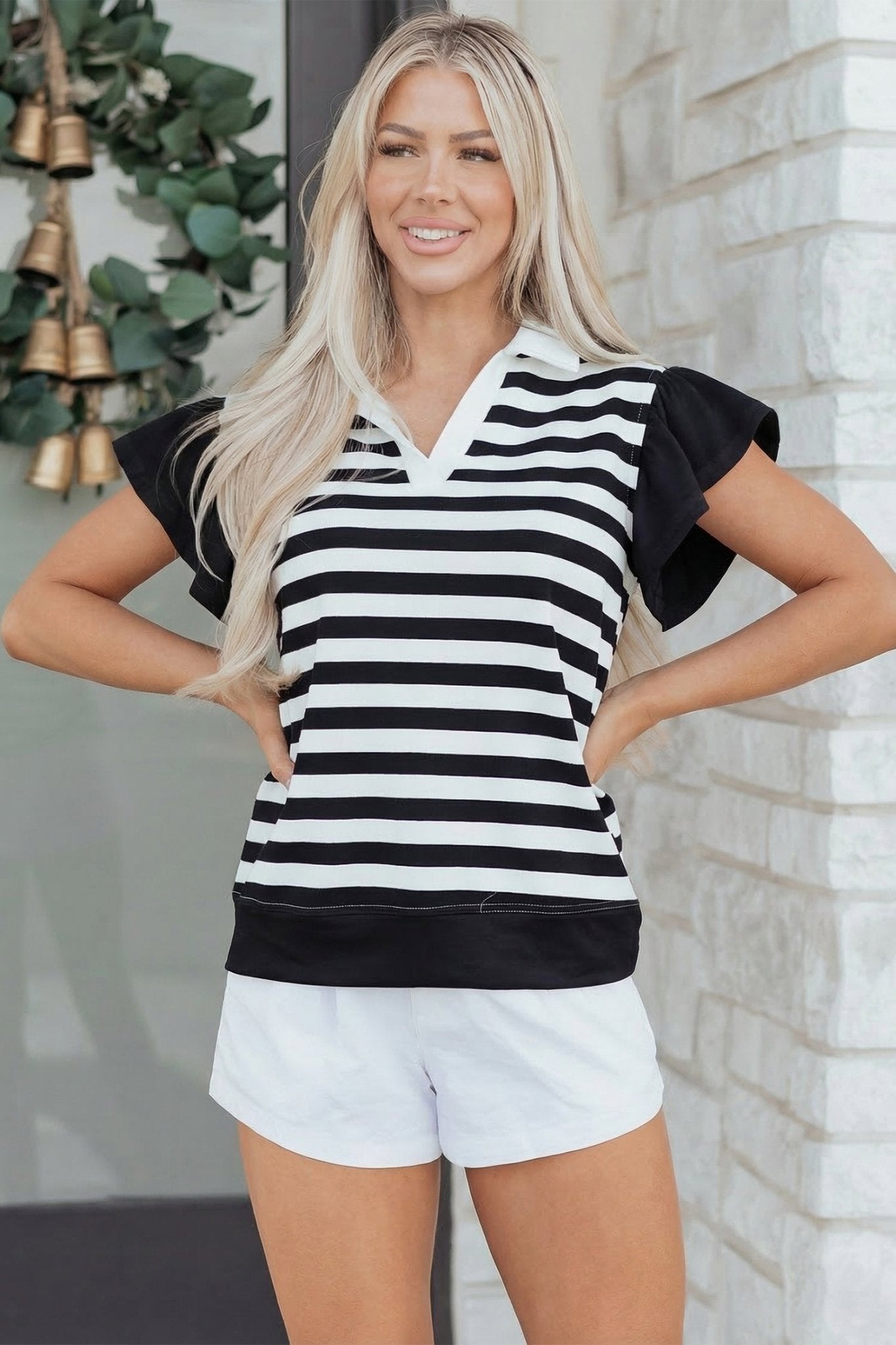 Lilith Ruffled Short Sleeve Blouse - Hello Beautiful BoutiqueBlouses & ShirtsThreaded Pear
