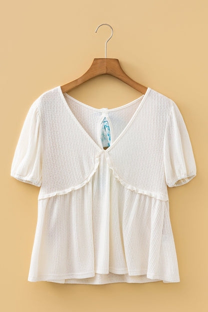 Lilliana Bubble Sleeve Peplum Top - Hello Beautiful BoutiqueBlouses & ShirtsThreaded Pear