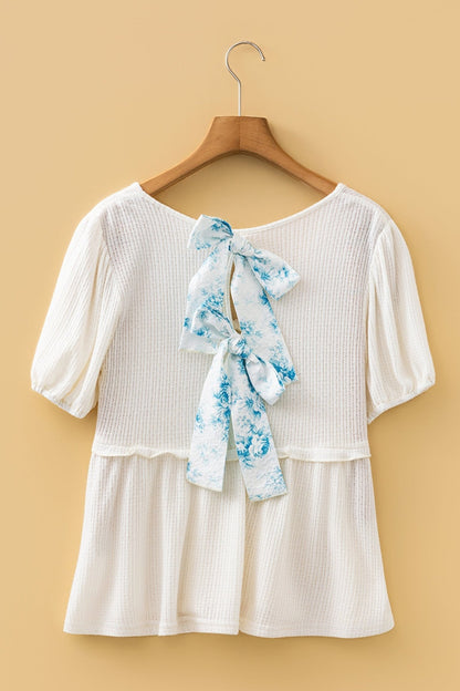 Lilliana Bubble Sleeve Peplum Top - Hello Beautiful BoutiqueBlouses & ShirtsThreaded Pear