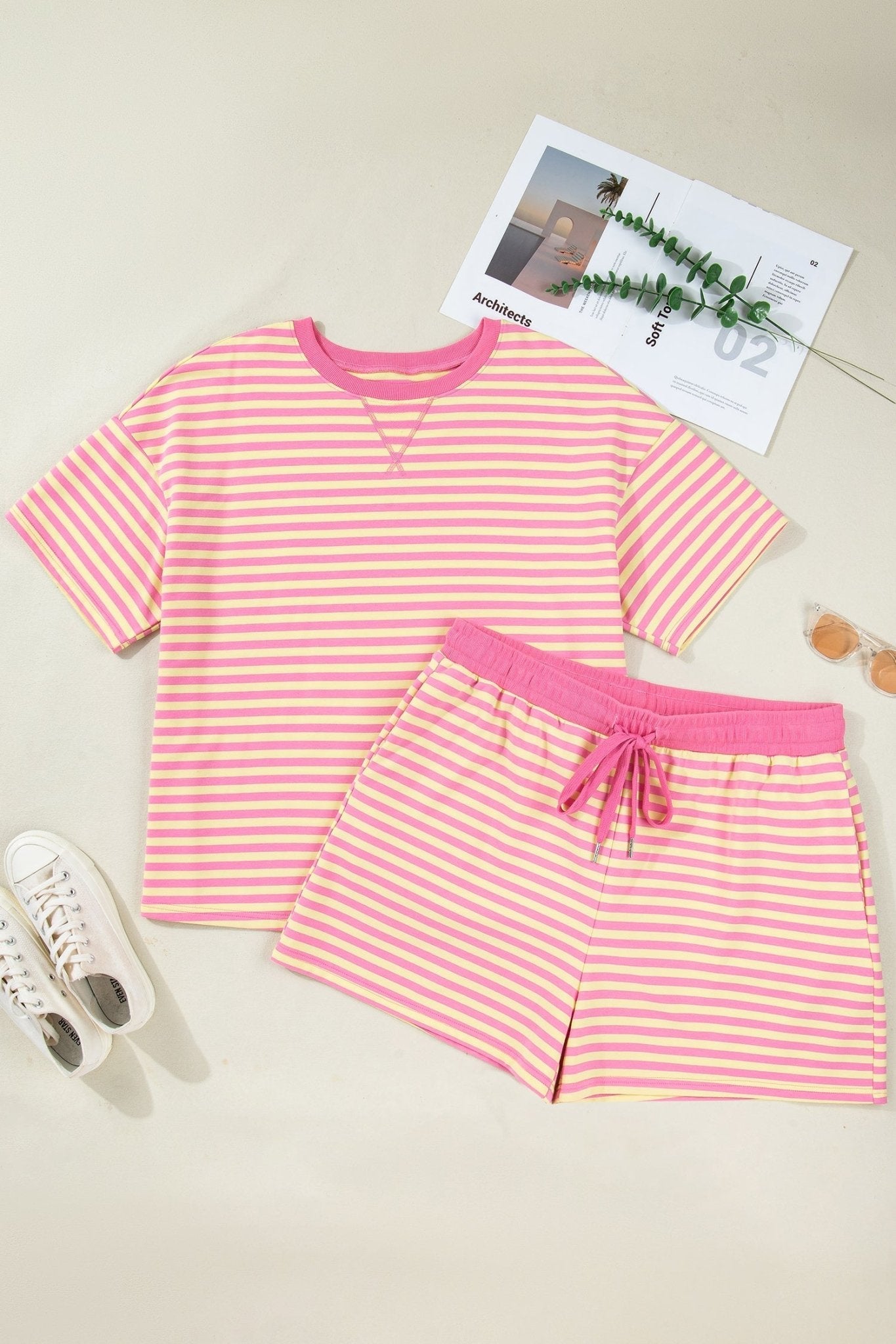 Lilliana Stripe Boxy PLUS Set - Hello Beautiful BoutiquePlus Size LoungewearThreaded Pear