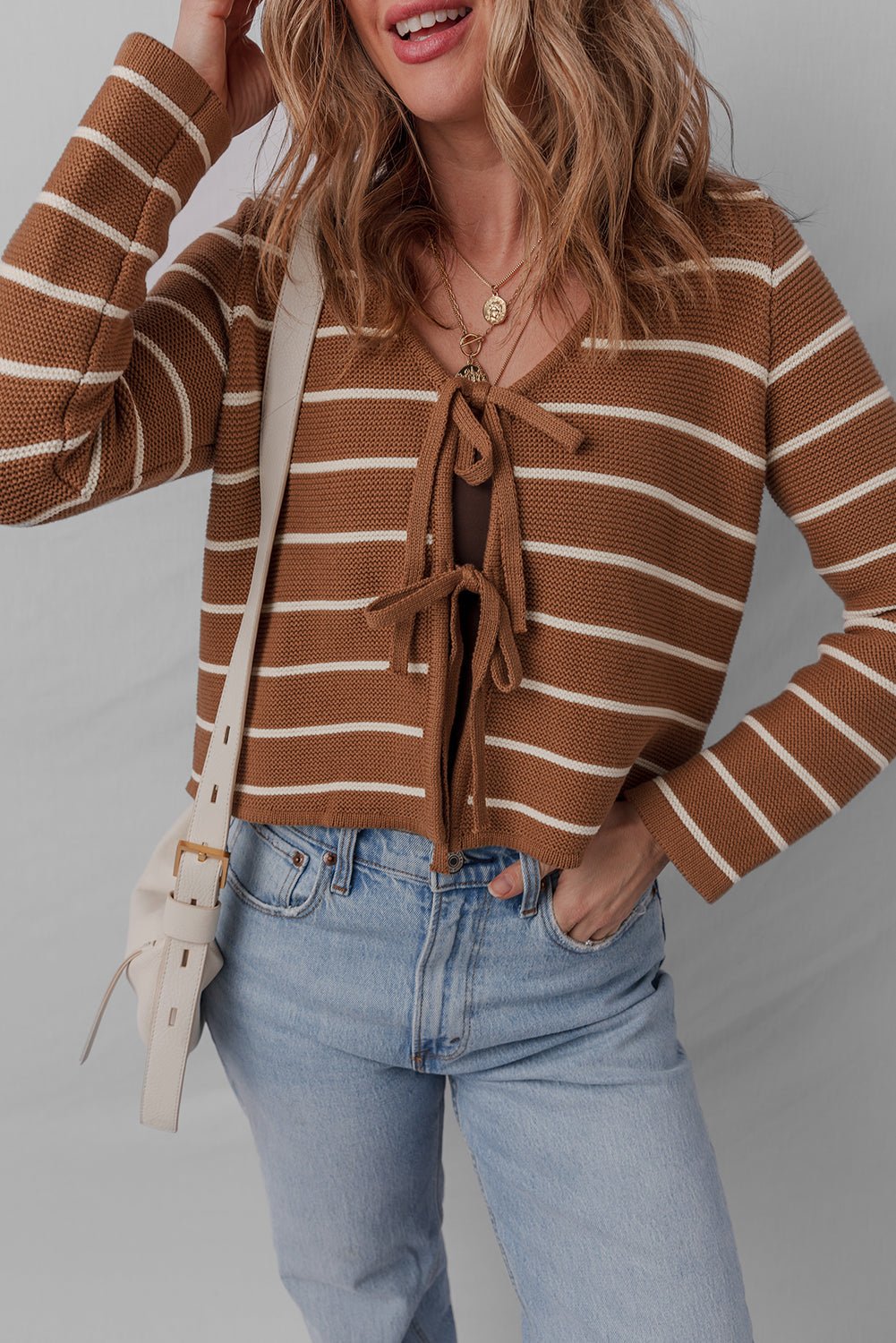 Lilly Striped Knit Cardigan Sweater - Hello Beautiful BoutiqueCardigansThreaded Pear