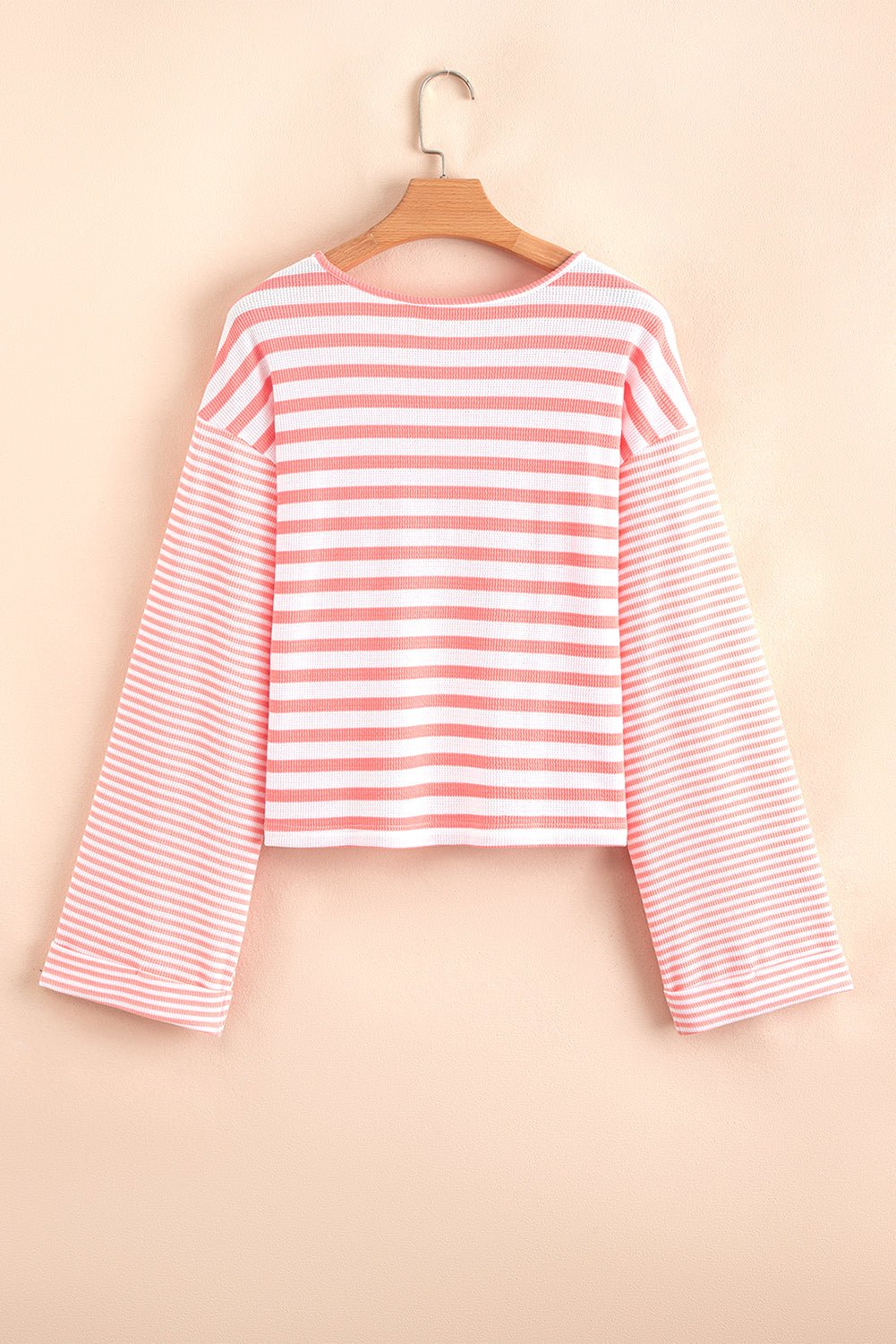 Lilly Textured Contrast Dropped Long Sleeve Top - Hello Beautiful BoutiqueBlouses & ShirtsThreaded Pear