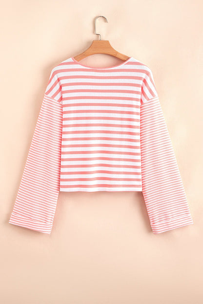 Lilly Textured Contrast Dropped Long Sleeve Top - Hello Beautiful BoutiqueBlouses & ShirtsThreaded Pear