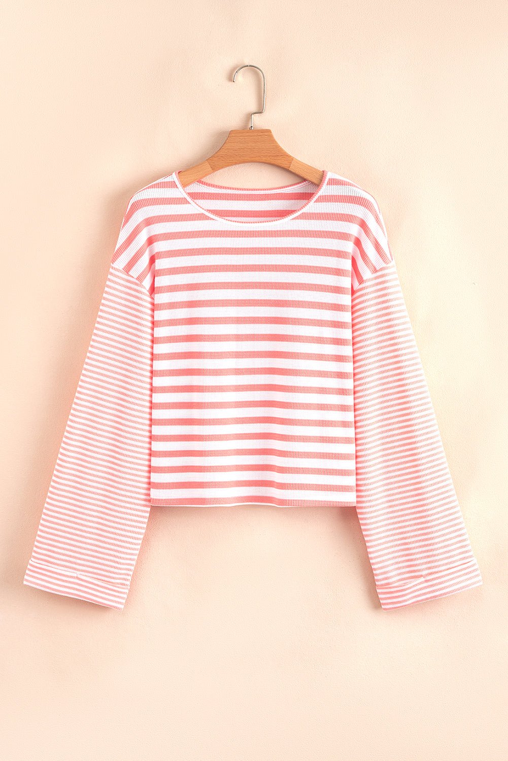 Lilly Textured Contrast Dropped Long Sleeve Top - Hello Beautiful BoutiqueBlouses & ShirtsThreaded Pear