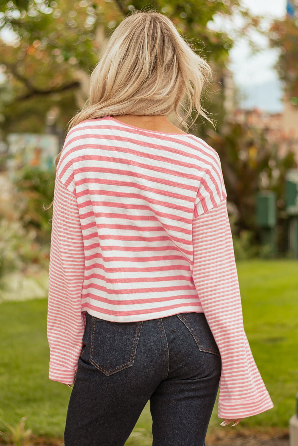Lilly Textured Contrast Dropped Long Sleeve Top - Hello Beautiful BoutiqueBlouses & ShirtsThreaded Pear