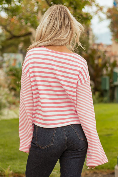 Lilly Textured Contrast Dropped Long Sleeve Top - Hello Beautiful BoutiqueBlouses & ShirtsThreaded Pear