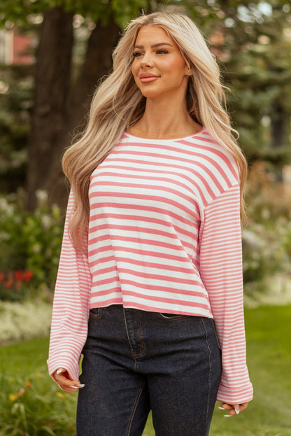Lilly Textured Contrast Dropped Long Sleeve Top - Hello Beautiful BoutiqueBlouses & ShirtsThreaded Pear