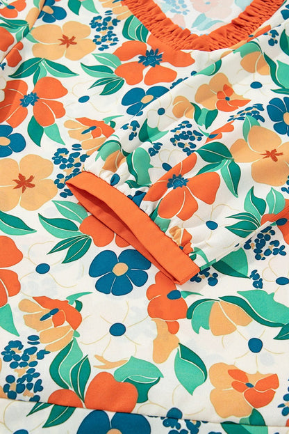 Lily Print Bracelet Sleeve Blouse - Hello Beautiful BoutiqueBlouses & ShirtsThreaded Pear